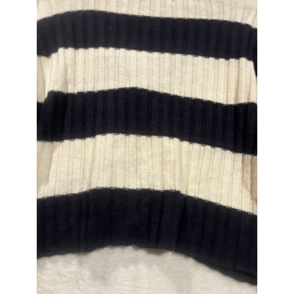 American Eagle Crop Cardigan Sweater Women's S Blue White Chunky Ribbed Striped‎ - Picture 10 of 10